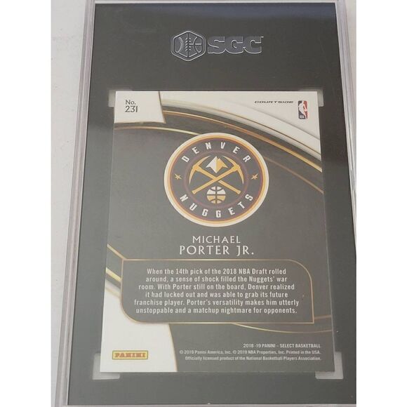 Panini Select 2018-19 Michael Porter Jr. Nuggets Rookie RC SGC 8.5 #231 - Picture 2 of 2
